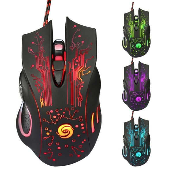 USB Wired Gaming Mouse 5500DPI Adjustable 7 Buttons LED Backlit